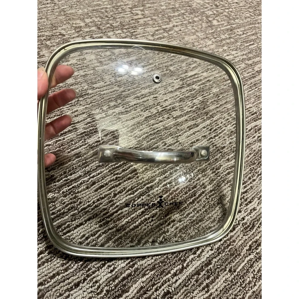 Copper Chef 9.5 Inch Square Tempered Glass Lid with Steam Vent Stainless Handle